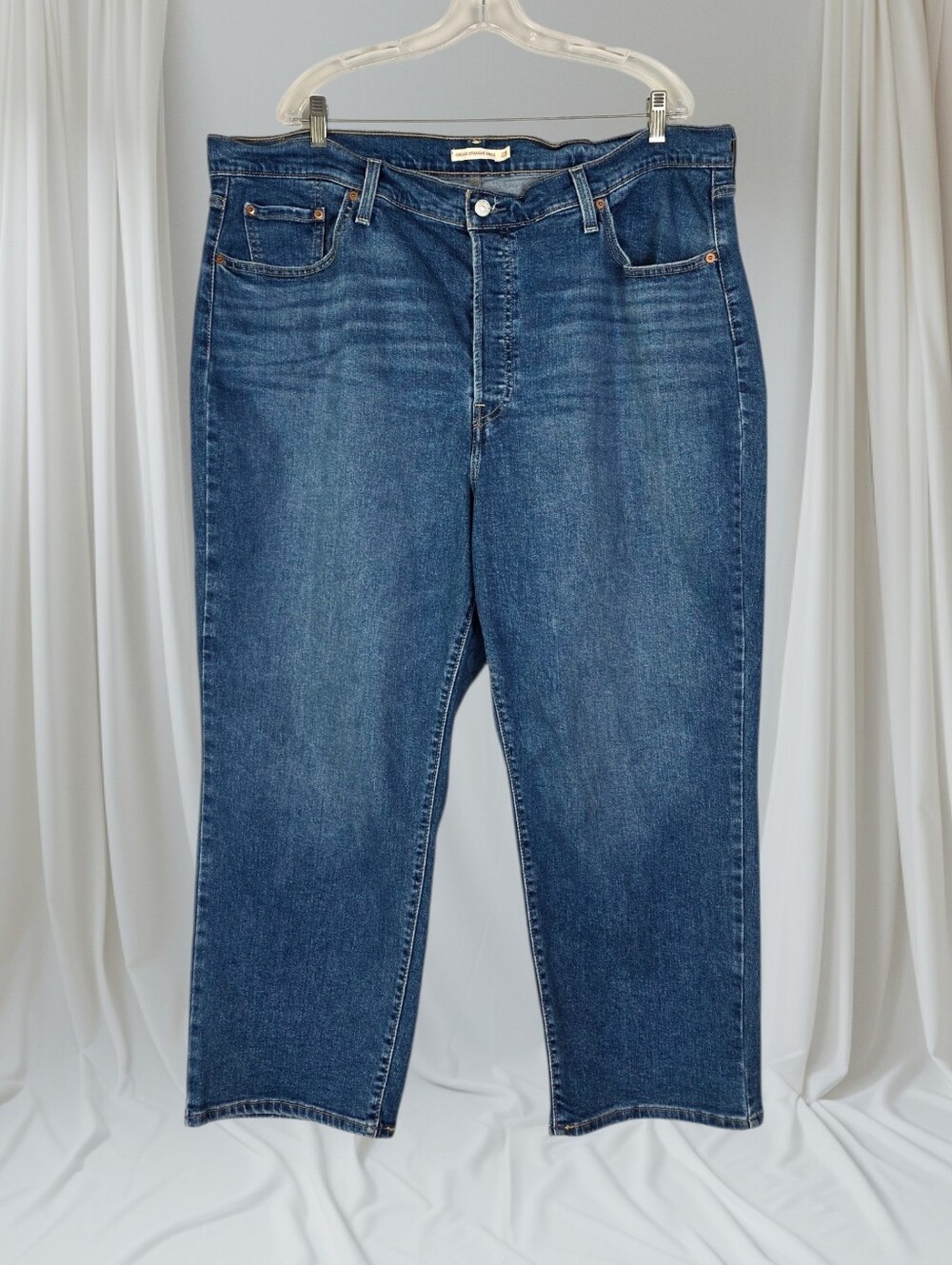 Levi's Ankle Ribcage Plus Size Straight Leg Jeans in Blue Size 22W